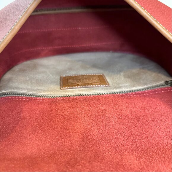 Vintage Coach DAKOTA LARIAT Made in Italy Red with Saddle Trim Rare - Picture 10 of 15